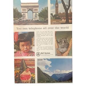 Vintage 1965 Bell System Telephone all Over the World Ad Advertisement